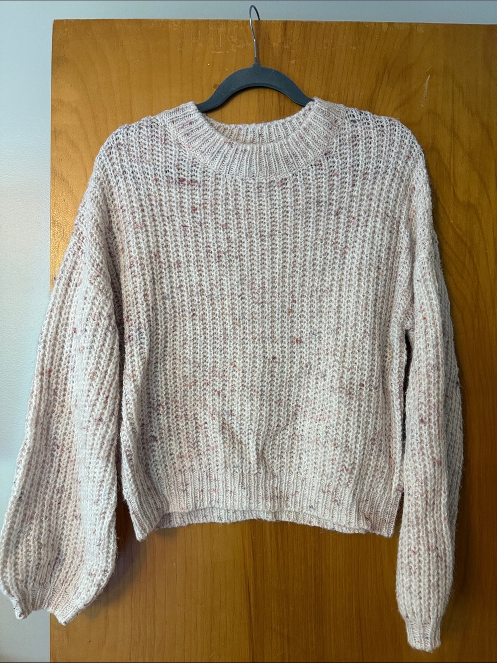 Primark Light Pink Speckled Ribbed Crewneck Sweater